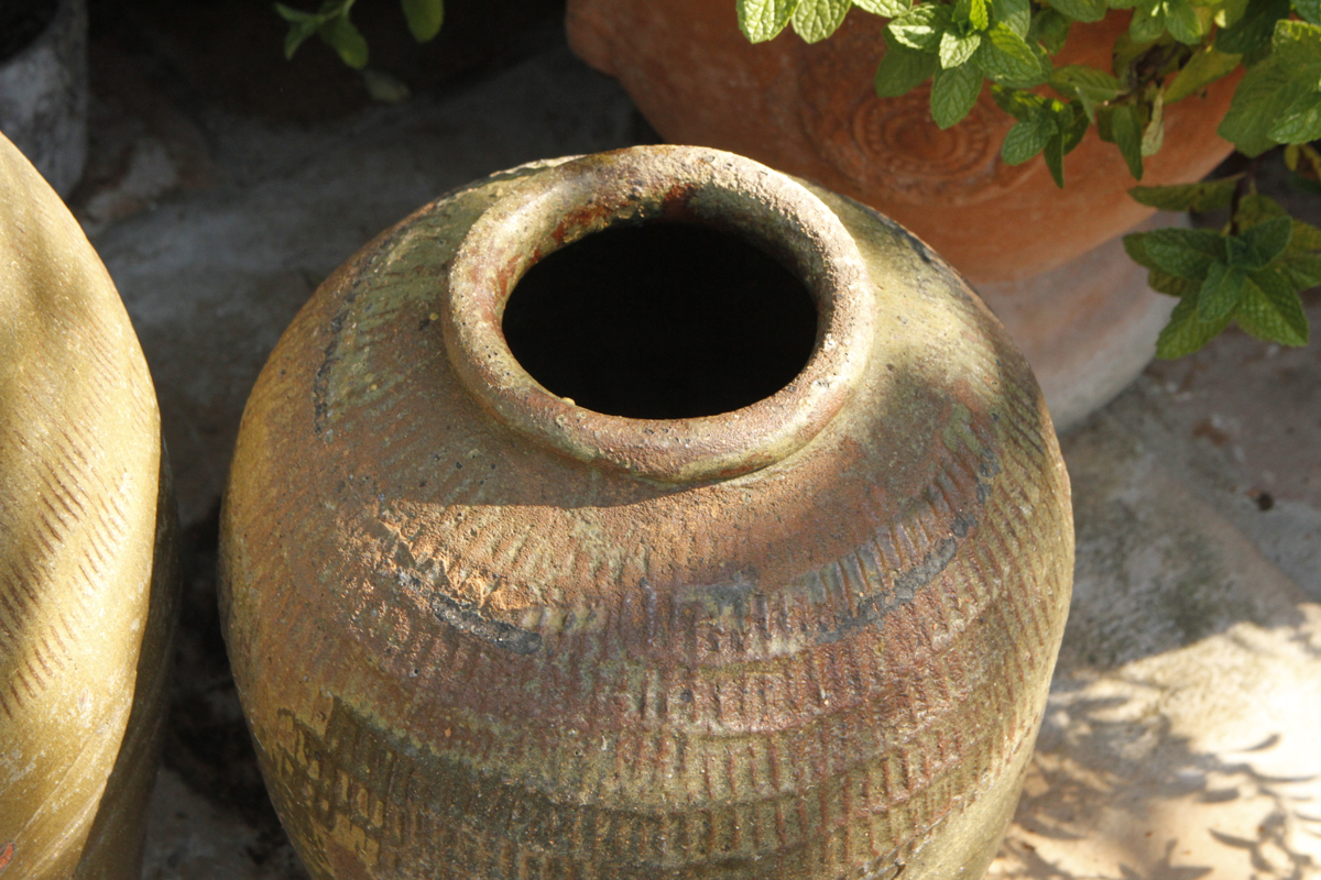 Three Outdoor Pottery Vases