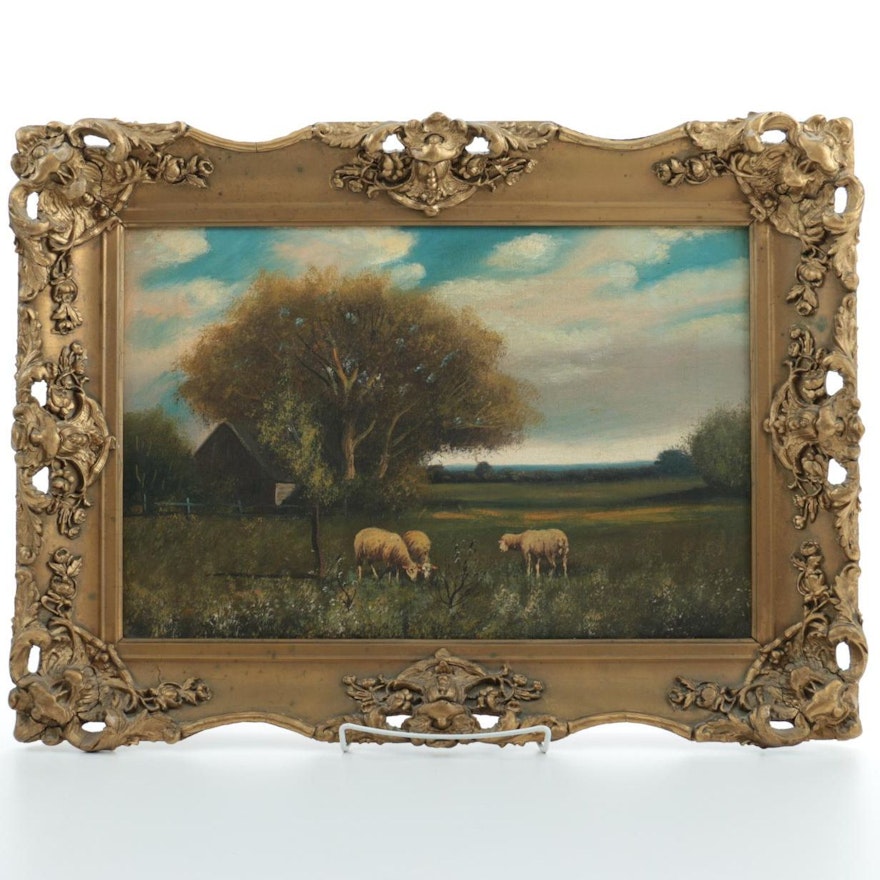 Original Oil Painting on Canvas of Pastoral Scene