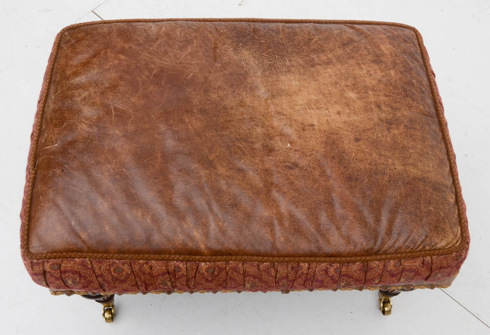 Zimmerman Furniture Brown Leather Over-Stuffed Chair and Ottoman