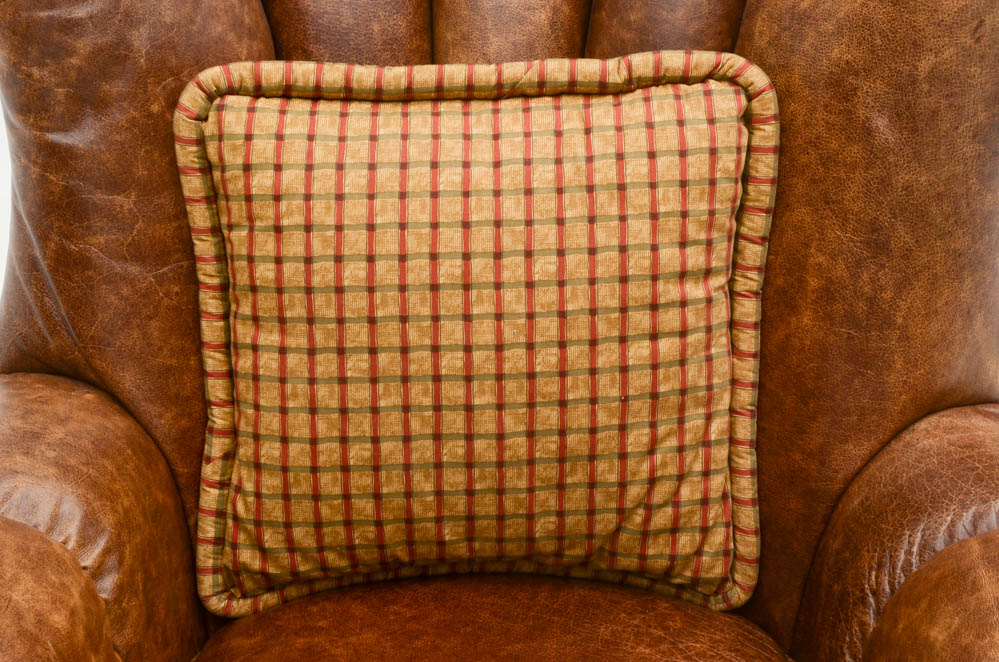 Zimmerman Furniture Brown Leather Over-Stuffed Chair and Ottoman