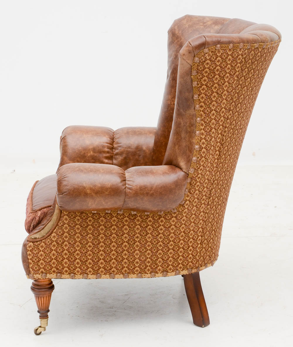 Zimmerman Furniture Brown Leather Over-Stuffed Chair and Ottoman
