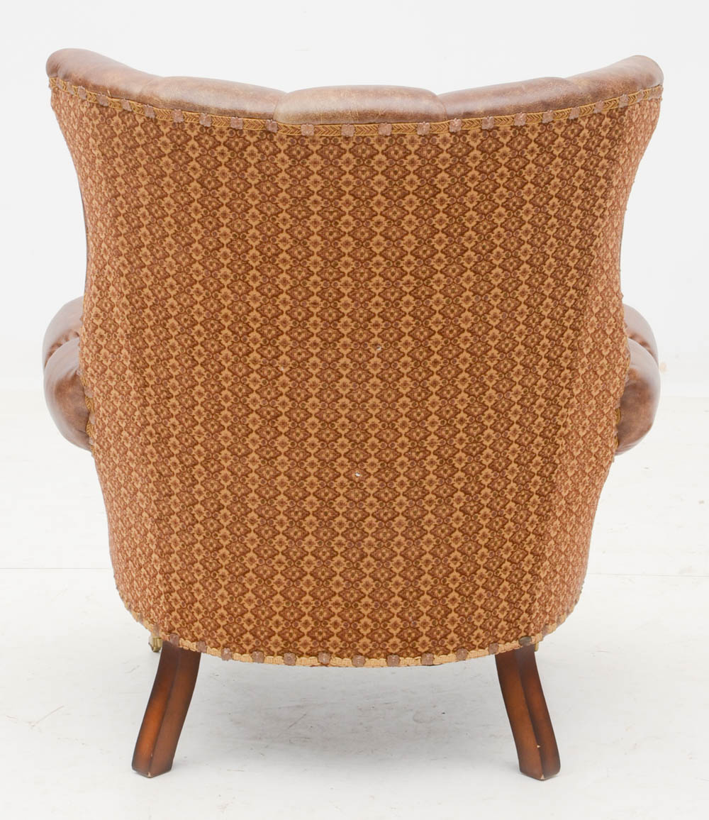 Zimmerman Furniture Brown Leather Over-Stuffed Chair and Ottoman