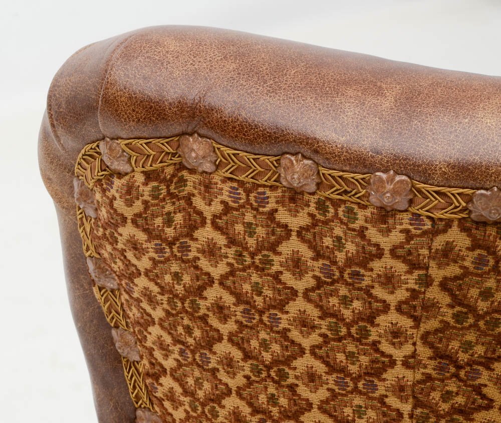Zimmerman Furniture Brown Leather Over-Stuffed Chair and Ottoman