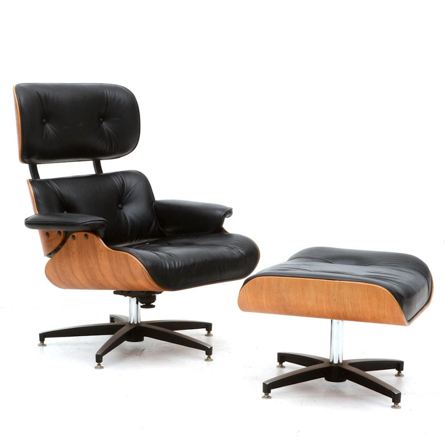 Eames Style Chair with Footstool