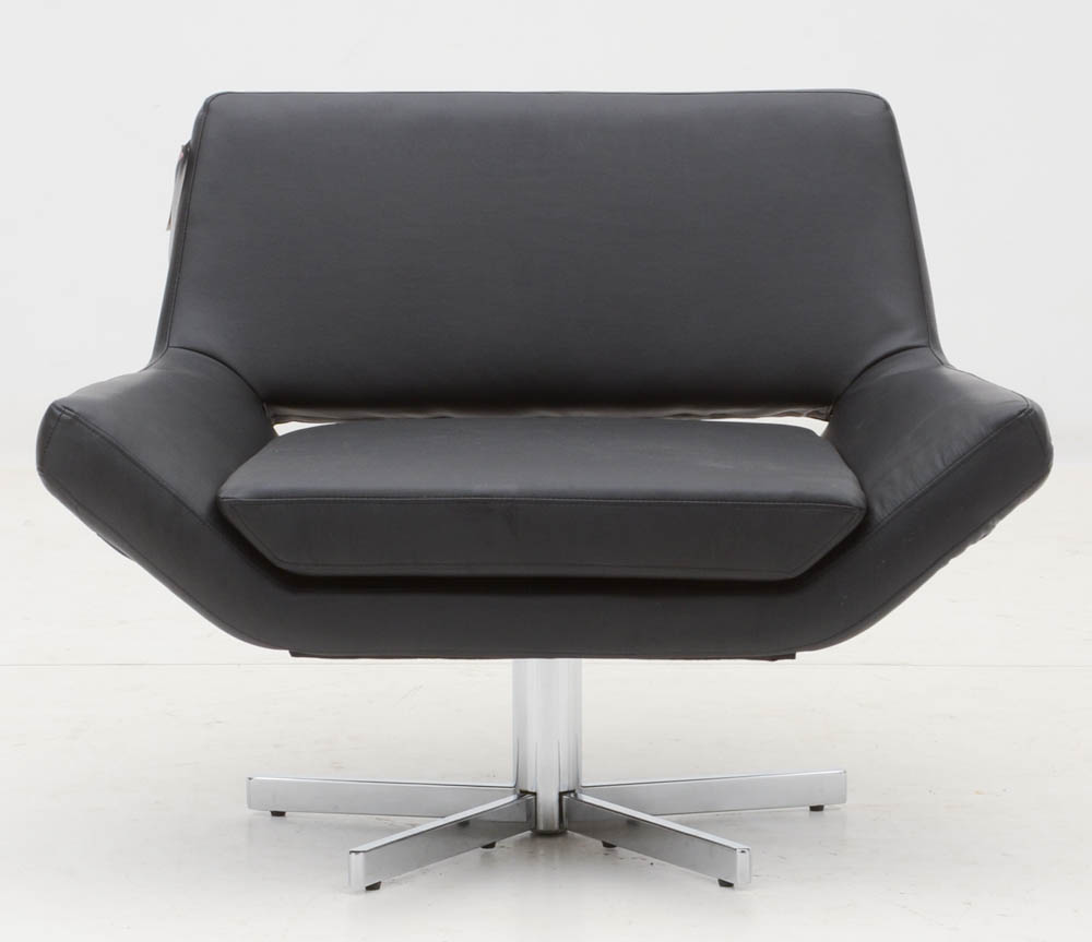 Ave Six Black Vinyl Swivel Chair
