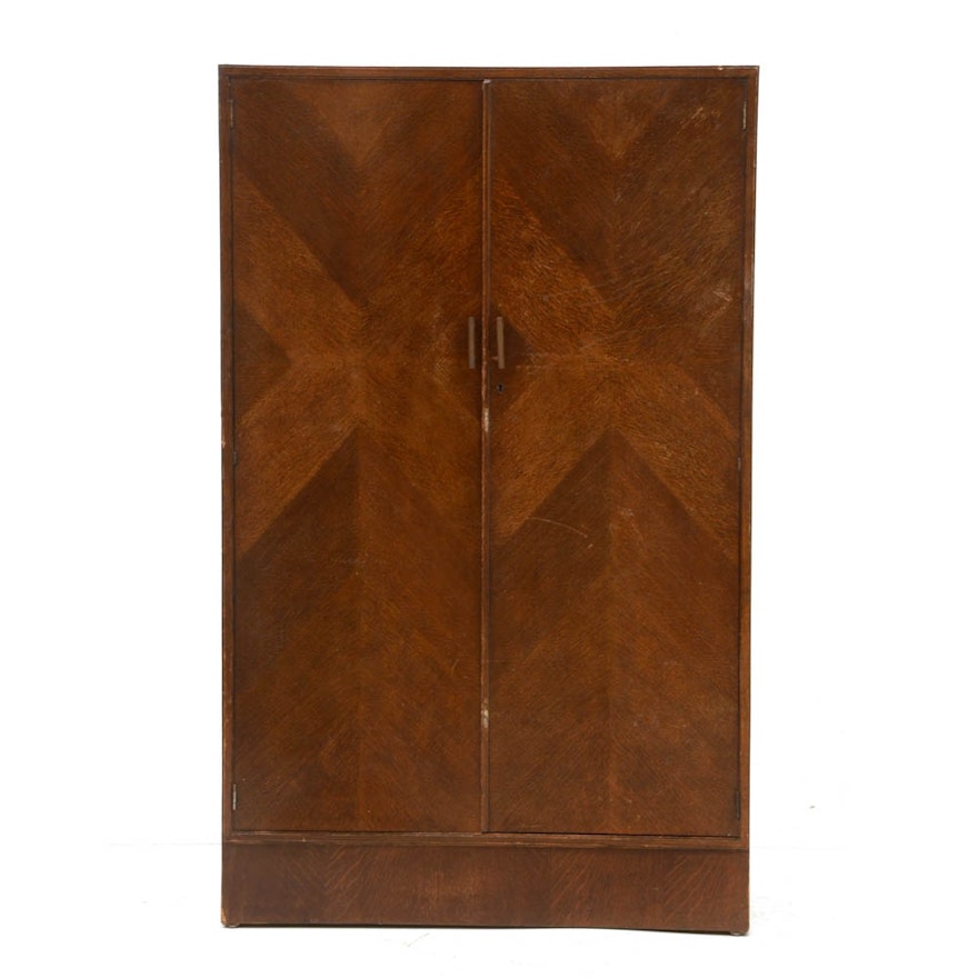 Art Deco Style Oak Fitted Wardrobe, Circa 1940