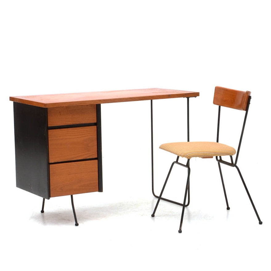 Mid Century Modern Desk with Chair After Arthur Umanoff