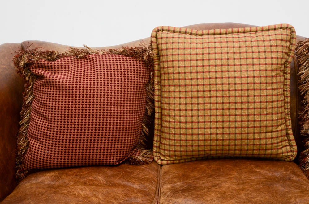 Zimmerman Furniture Brown Leather and Fabric Upholstered Couch