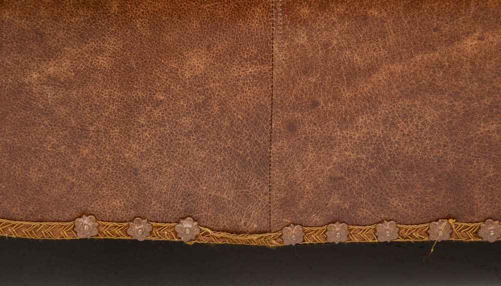 Zimmerman Furniture Brown Leather and Fabric Upholstered Couch