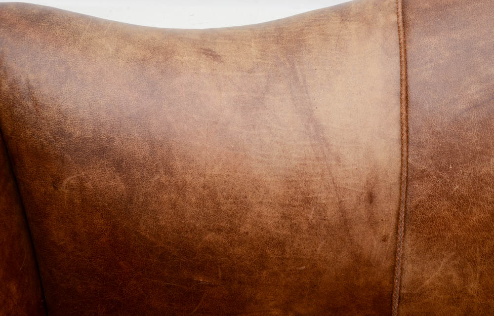 Zimmerman Furniture Brown Leather and Fabric Upholstered Couch