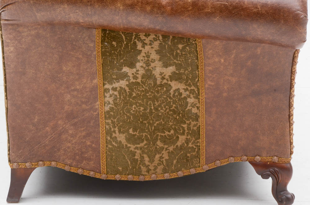 Zimmerman Furniture Brown Leather and Fabric Upholstered Couch