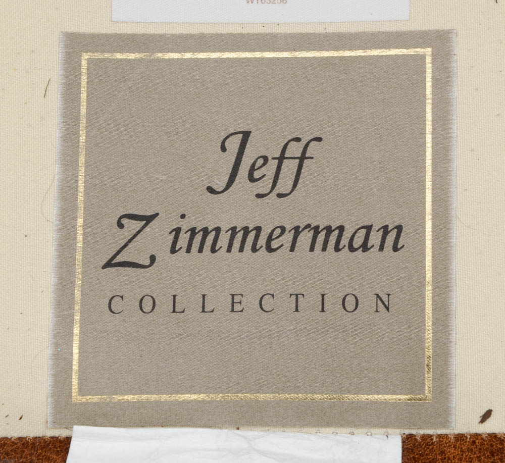 Zimmerman Furniture Brown Leather and Fabric Upholstered Couch