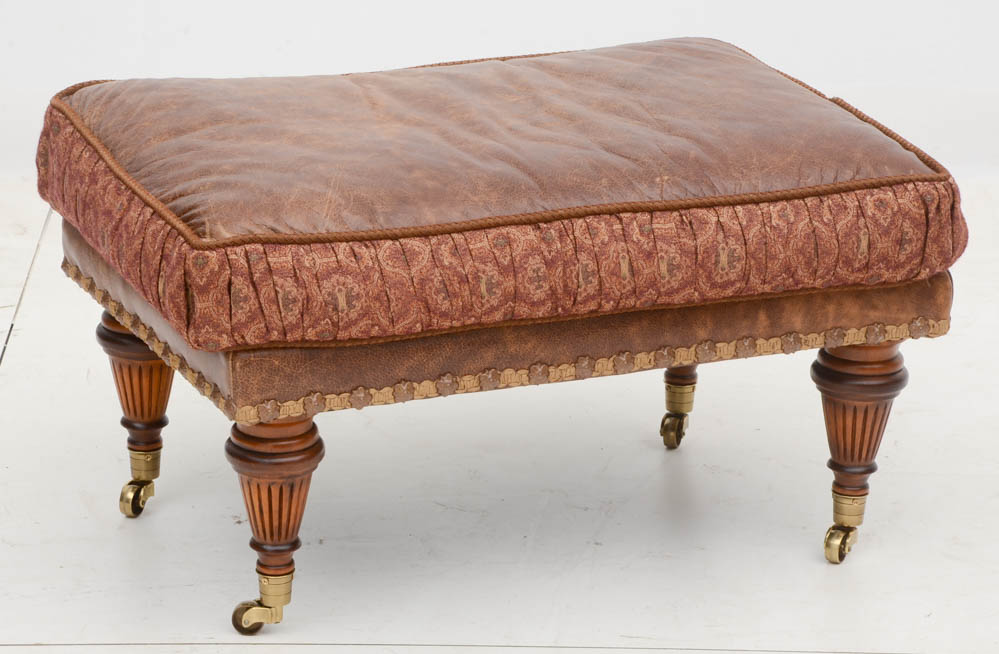 Zimmerman Furniture Brown Leather Over-Stuffed Chair and Ottoman