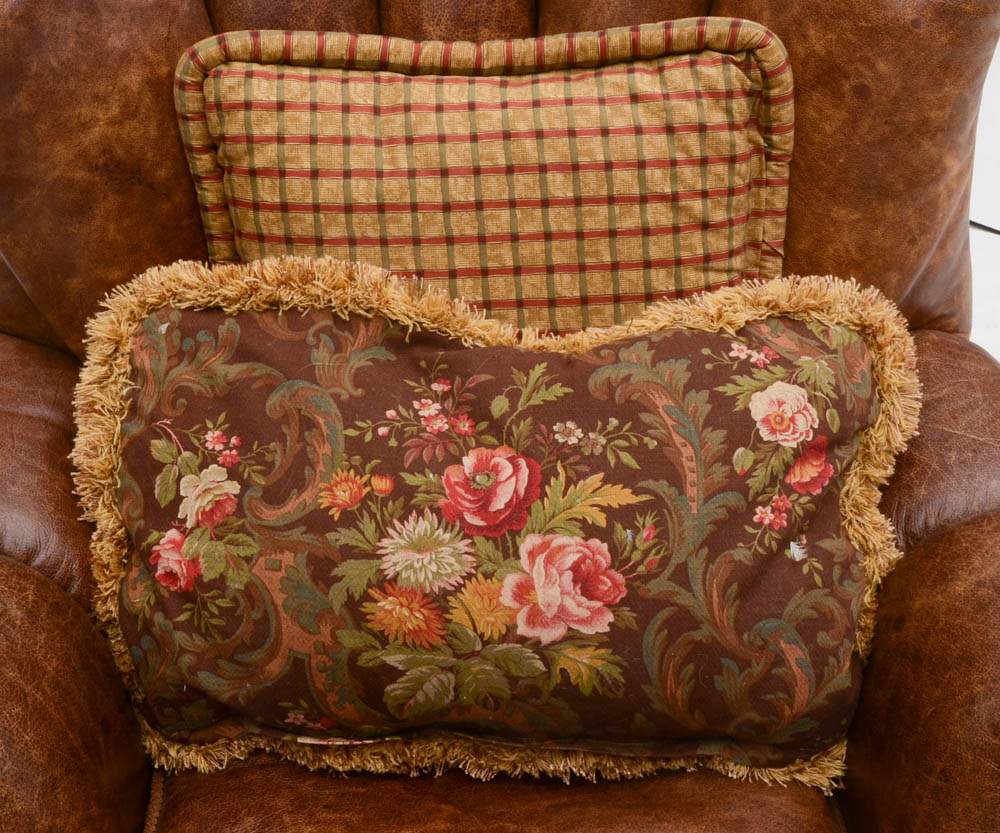 Zimmerman Furniture Brown Leather Over-Stuffed Chair and Ottoman