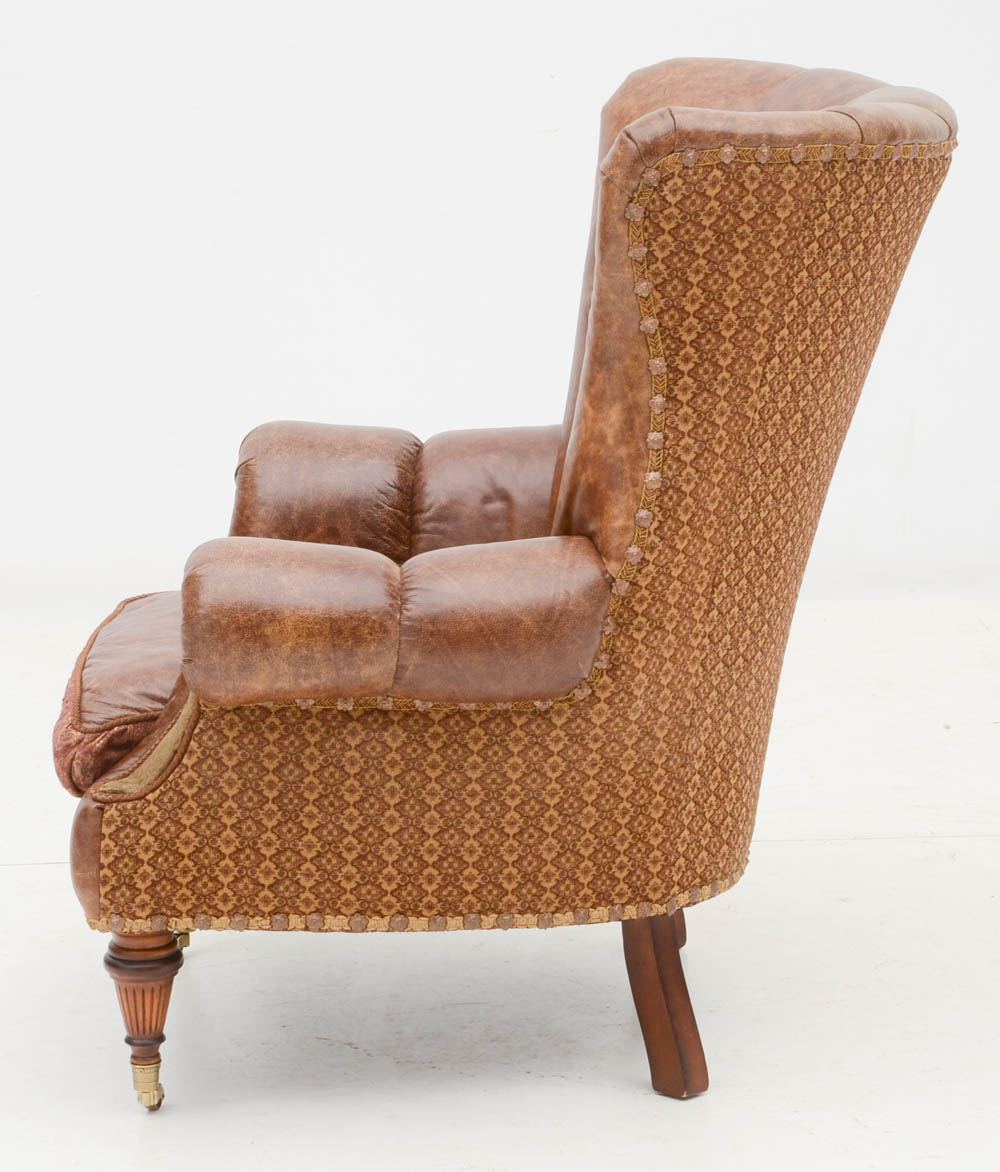 Zimmerman Furniture Brown Leather Over-Stuffed Chair and Ottoman