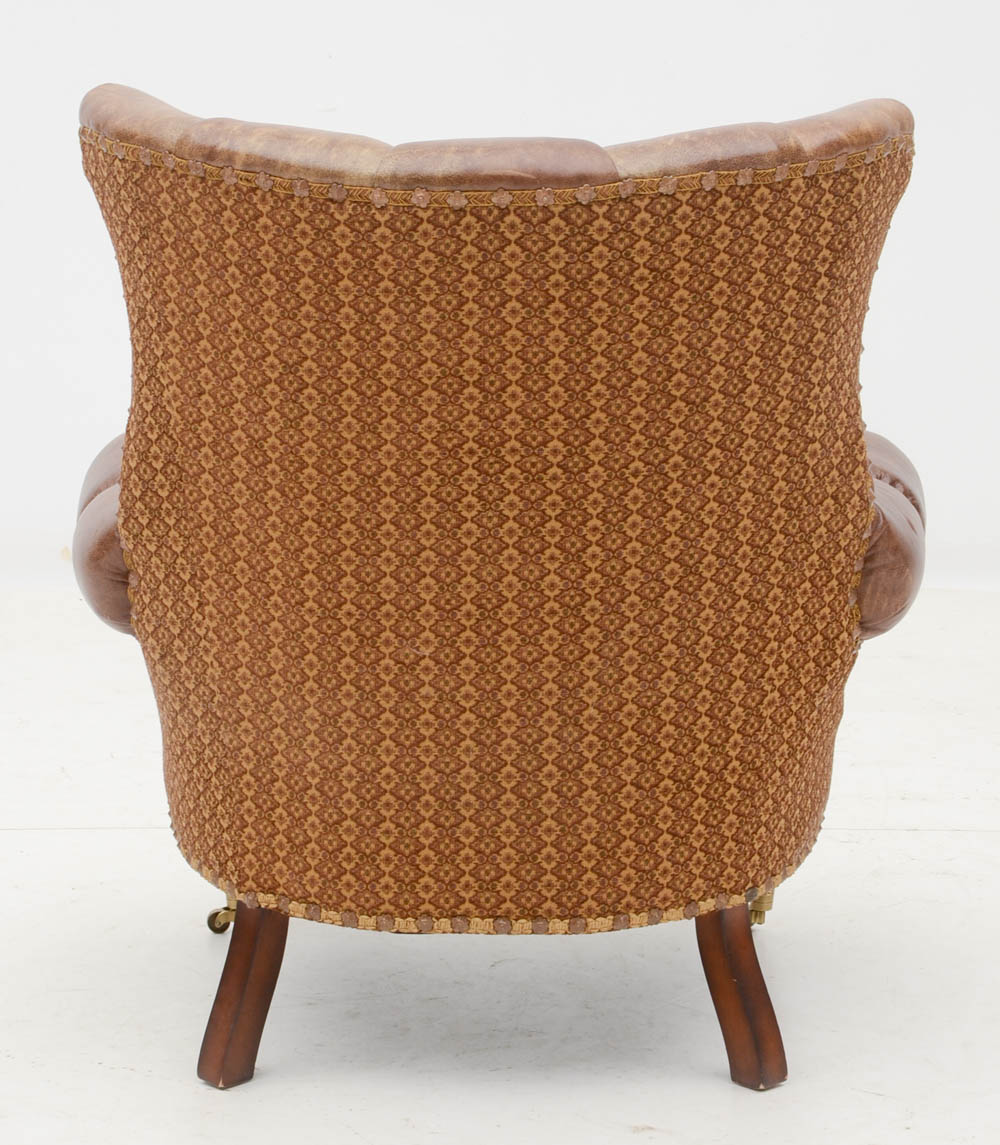 Zimmerman Furniture Brown Leather Over-Stuffed Chair and Ottoman