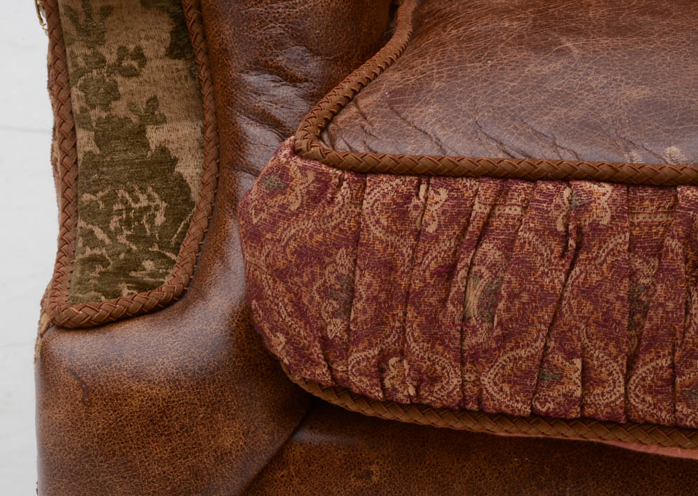 Zimmerman Furniture Brown Leather Over-Stuffed Chair and Ottoman