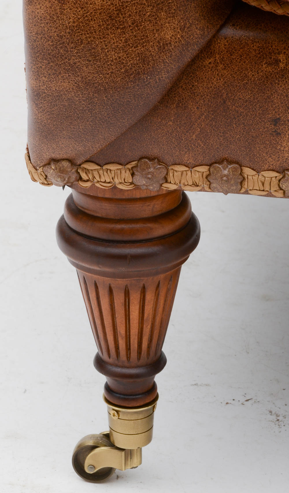 Zimmerman Furniture Brown Leather Over-Stuffed Chair and Ottoman