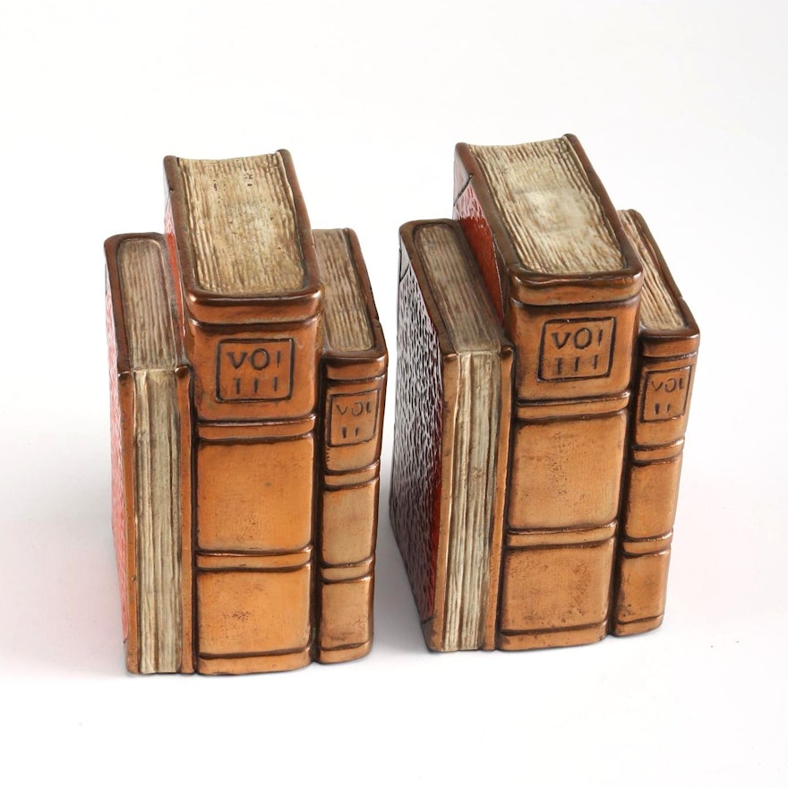 Copper Tone Book Stack Bookends