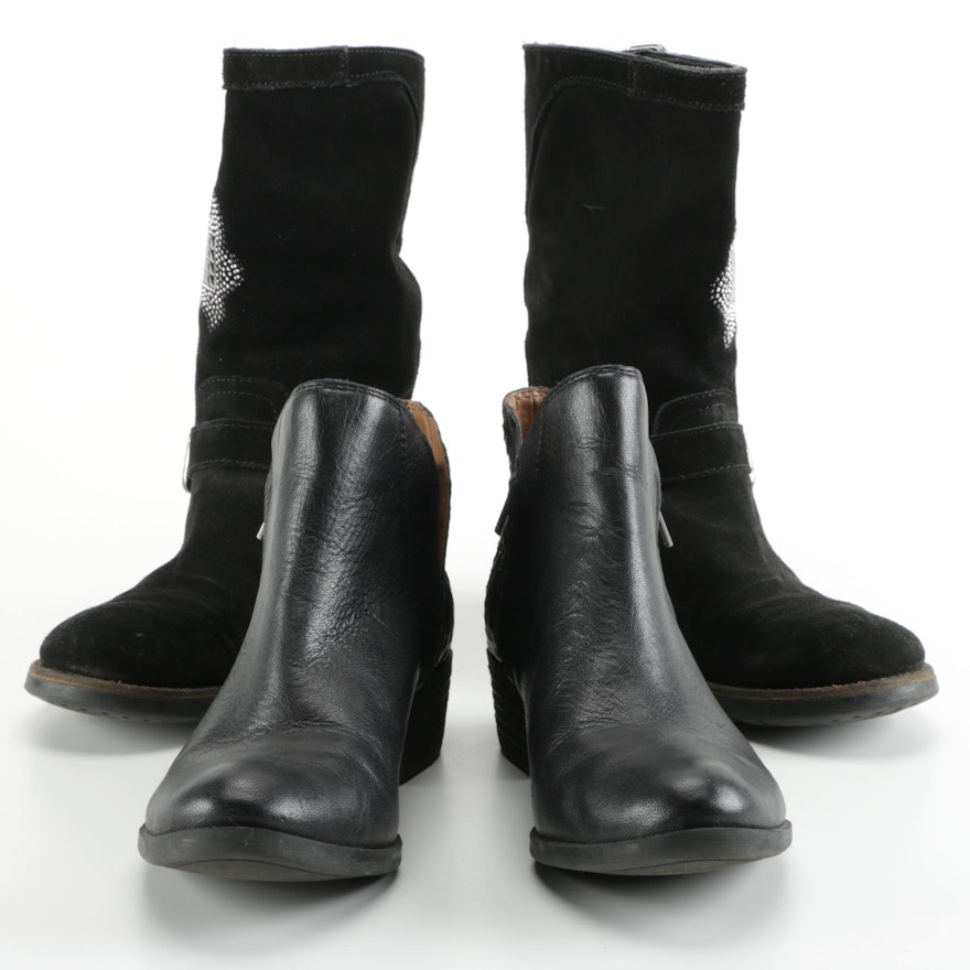 Women's Black Leather Boots Including Lucky Brand