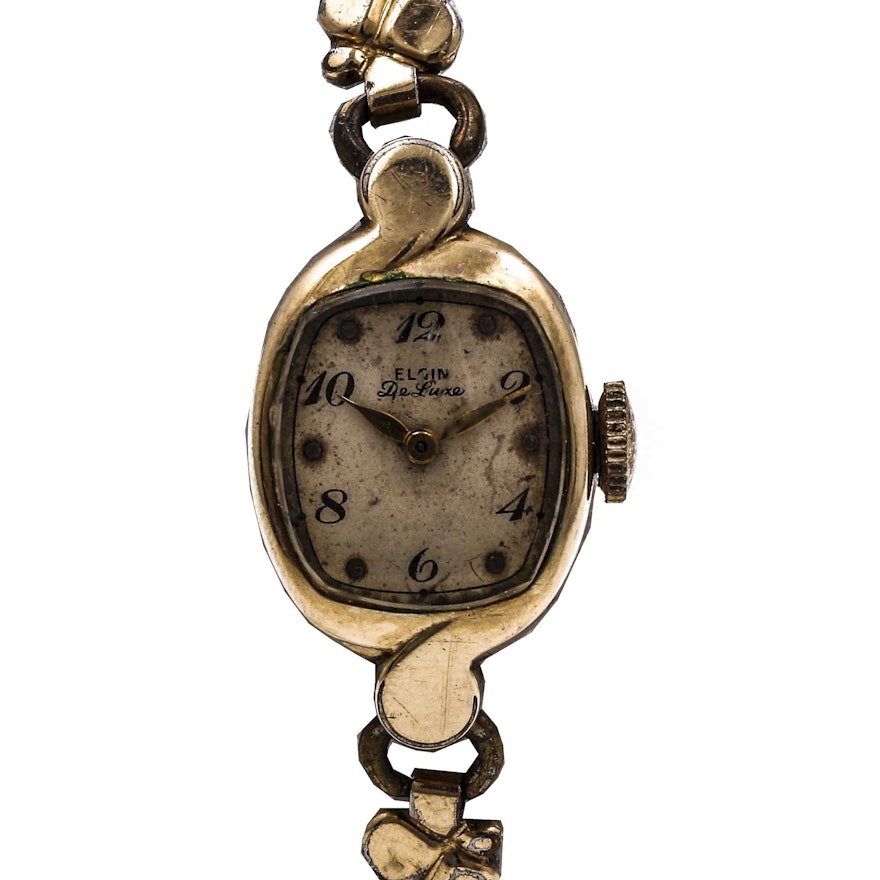 Women's Gold Plated Elgin De Luxe Wrist Watch