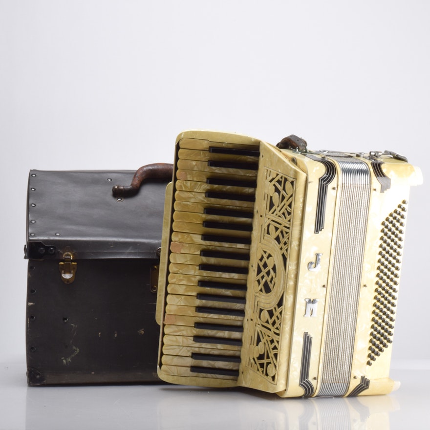 Antique Italian Piano Accordion and Case