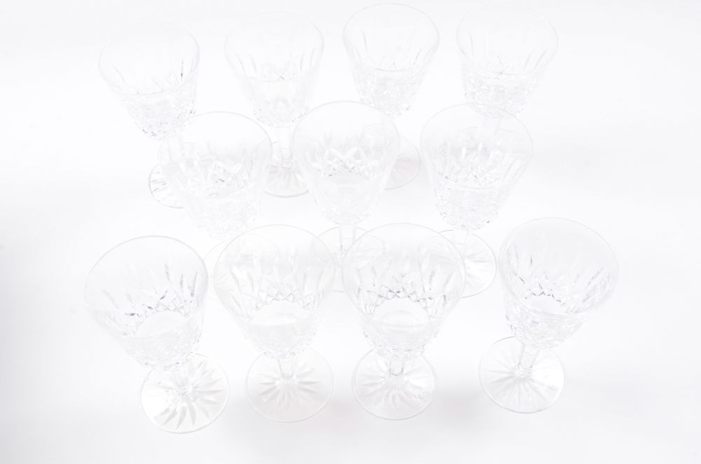 Waterford Crystal Lismore Claret Wine Glasses Set of Eleven
