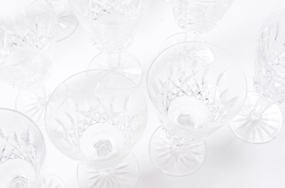 Waterford Crystal Lismore Claret Wine Glasses Set of Eleven