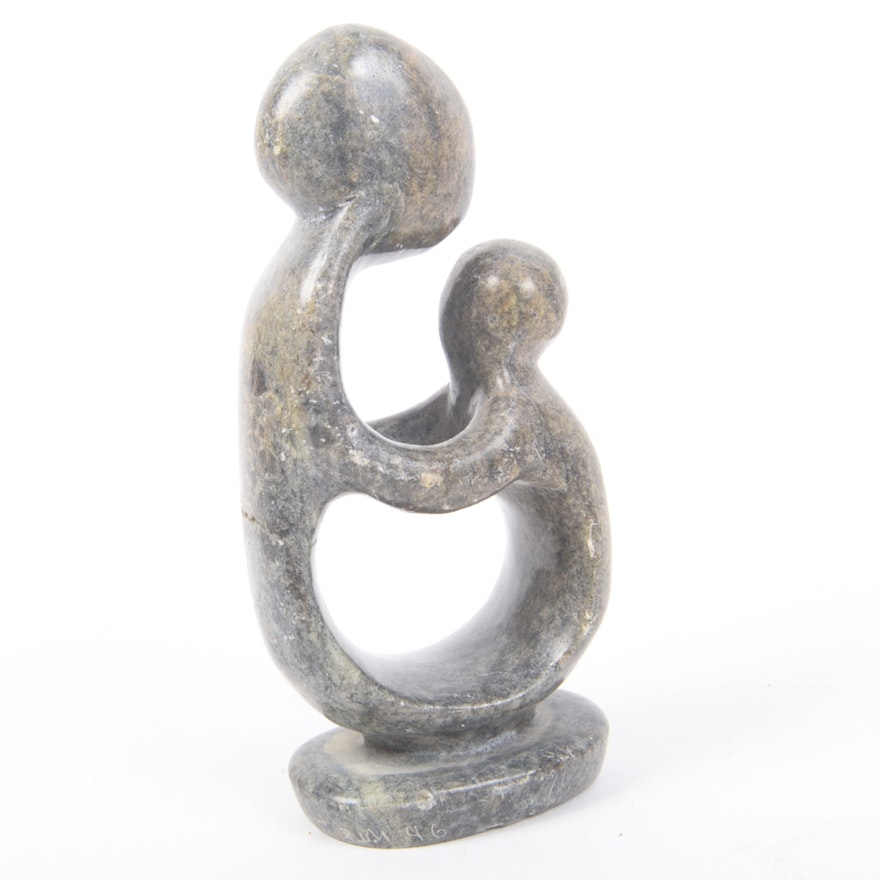 Shona Style Mother and Child Soapstone Sculpture