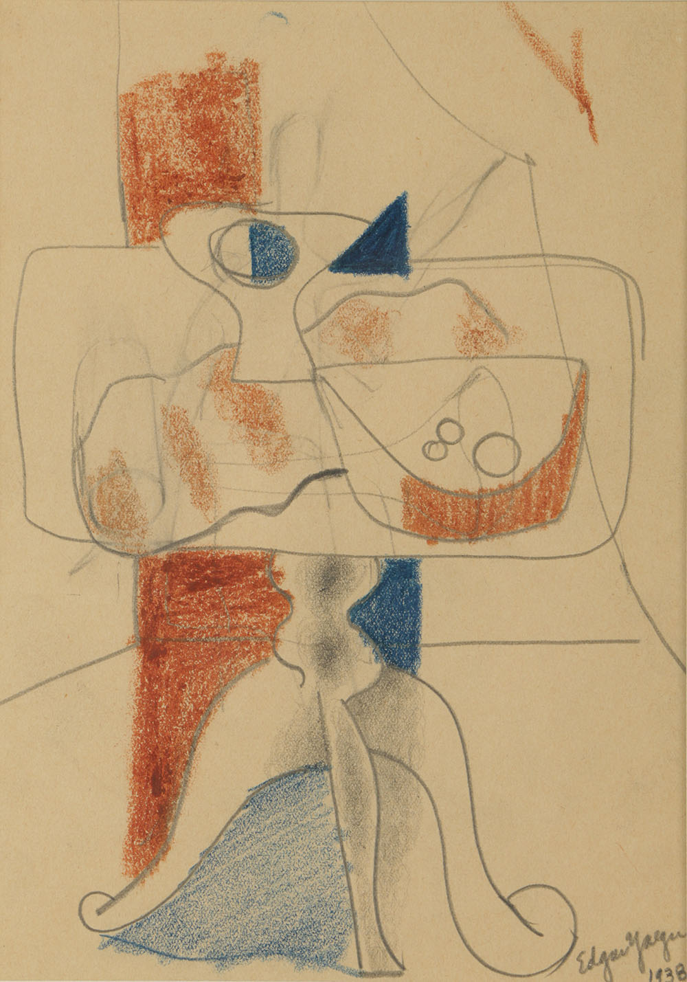 Edgar Yaeger Original Graphite and Pastel Sketch on Paper