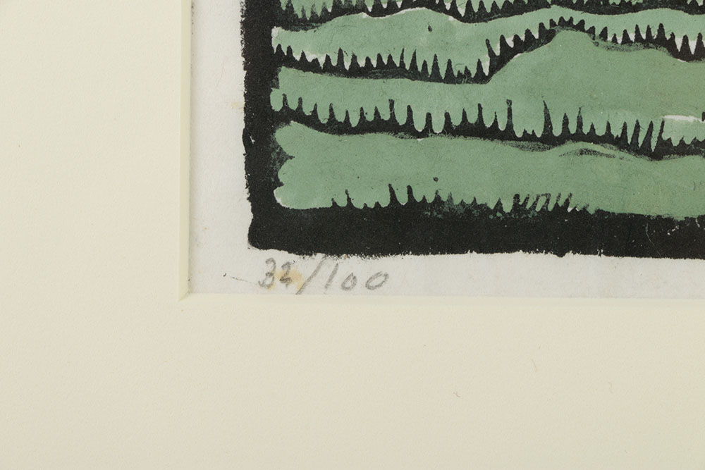 Edgar Yaeger Signed Limited Edition Woodblock on Paper Architectural Landscape