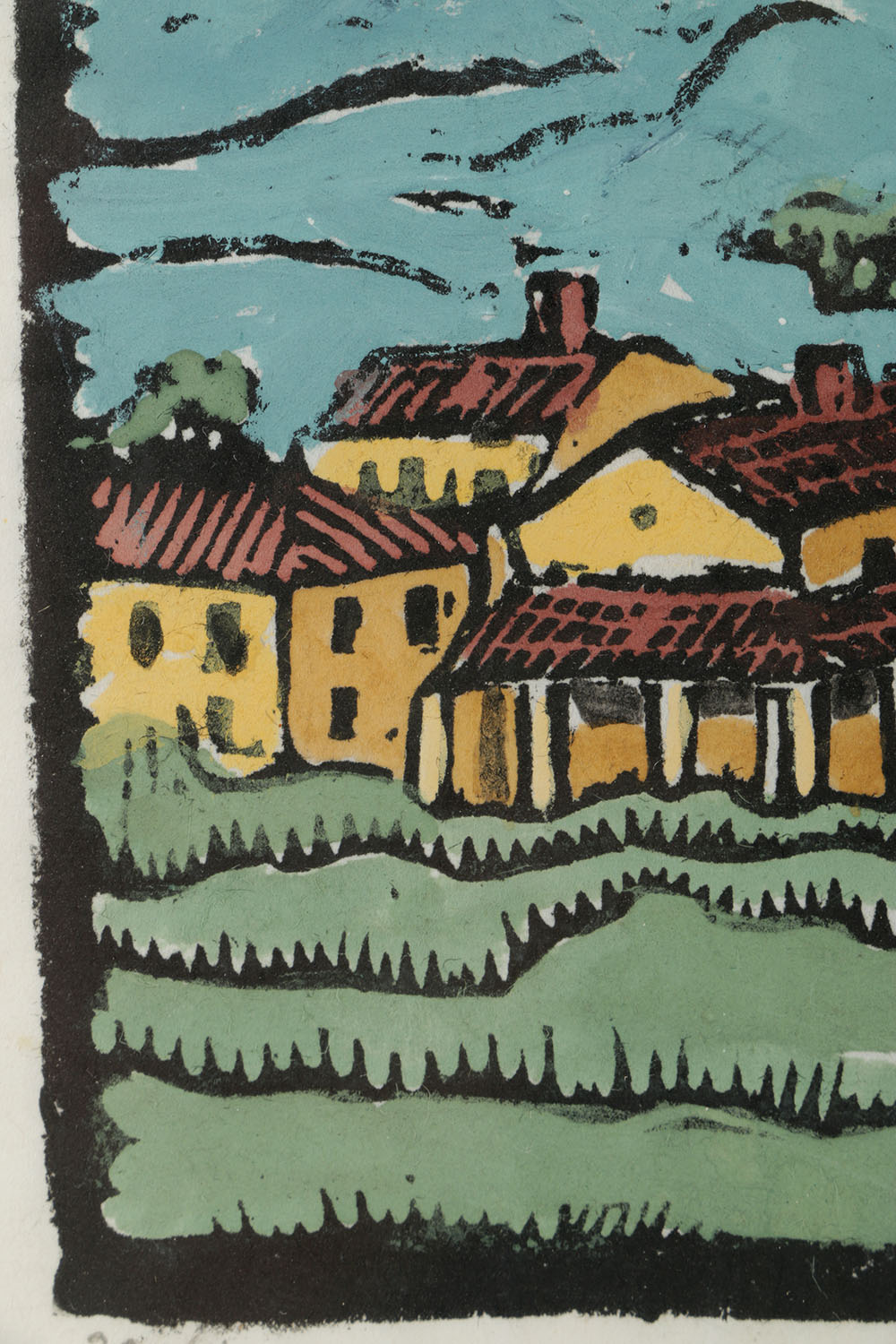 Edgar Yaeger Signed Limited Edition Woodblock on Paper Architectural Landscape