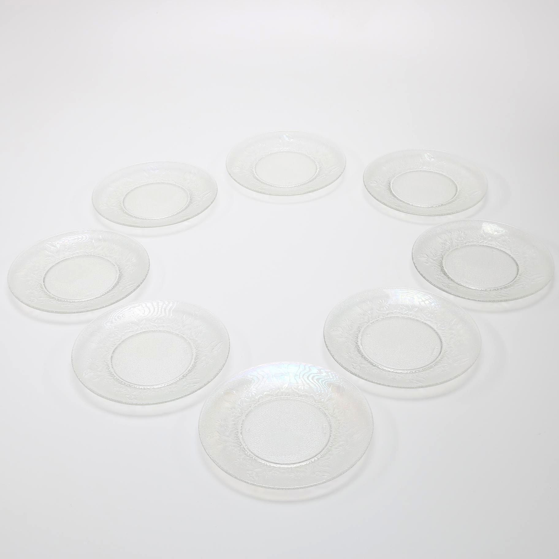 Vintage French Glass Iridescent Plates