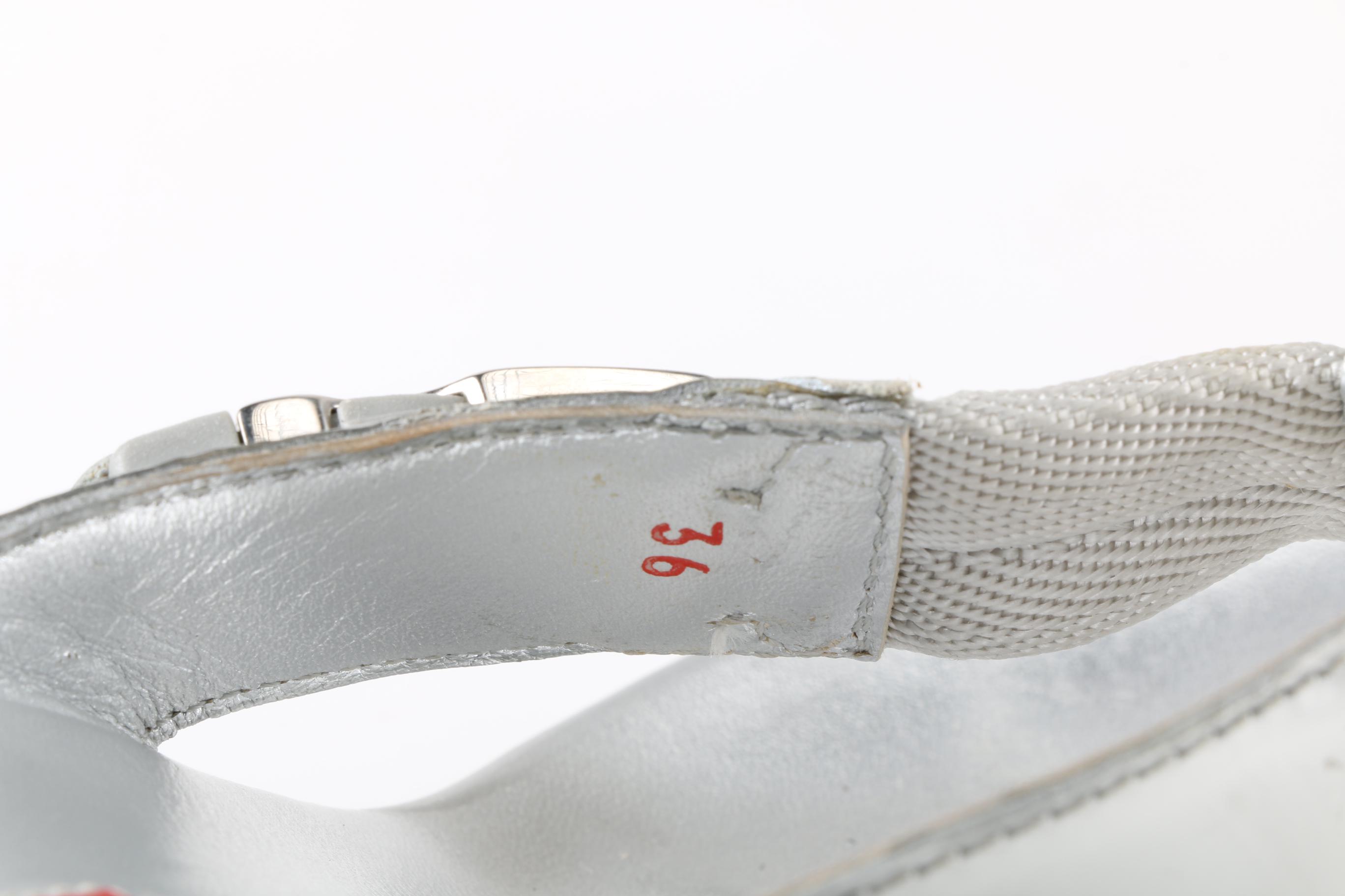 Prada Metallic Silver Sandals