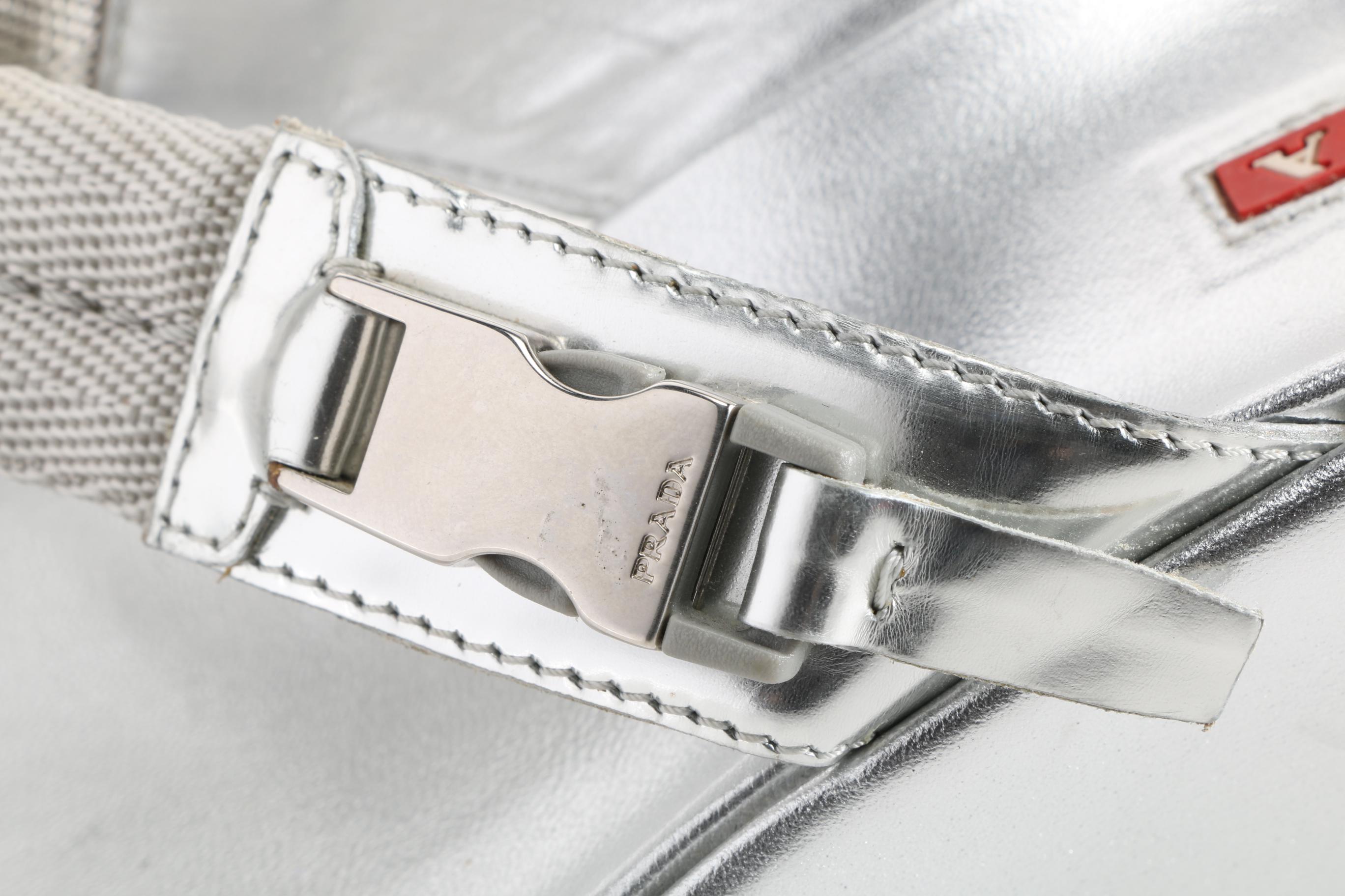 Prada Metallic Silver Sandals