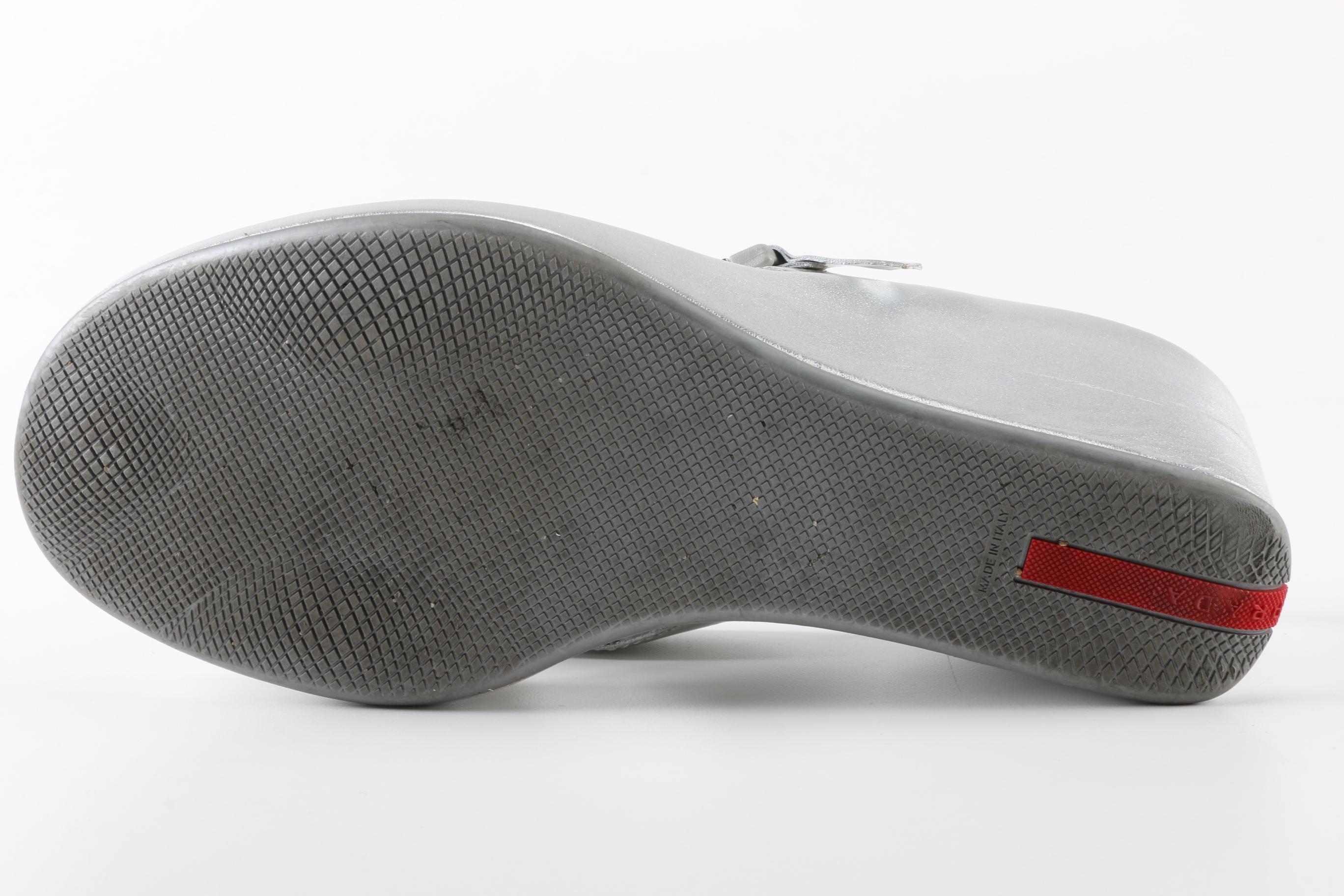 Prada Metallic Silver Sandals