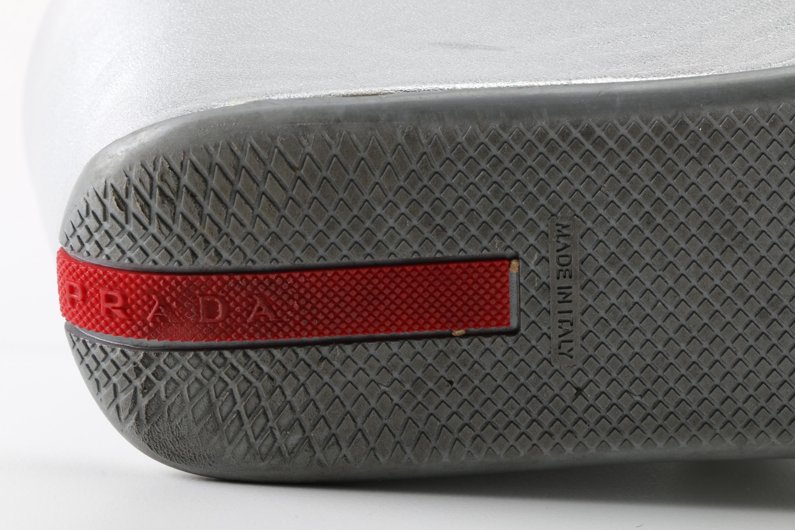 Prada Metallic Silver Sandals