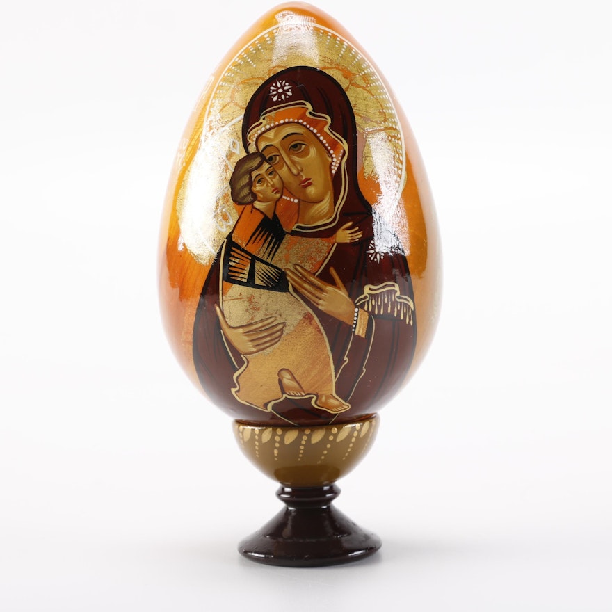 Hand-Painted Russian Souvenir Icon Egg