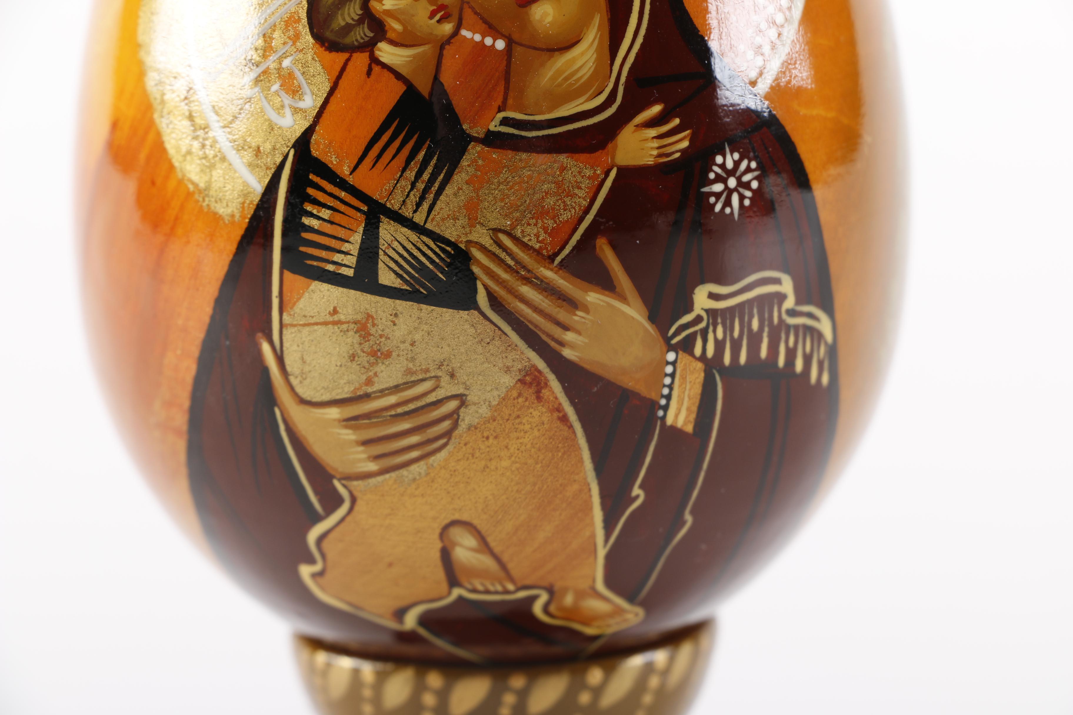Hand-Painted Russian Souvenir Icon Egg