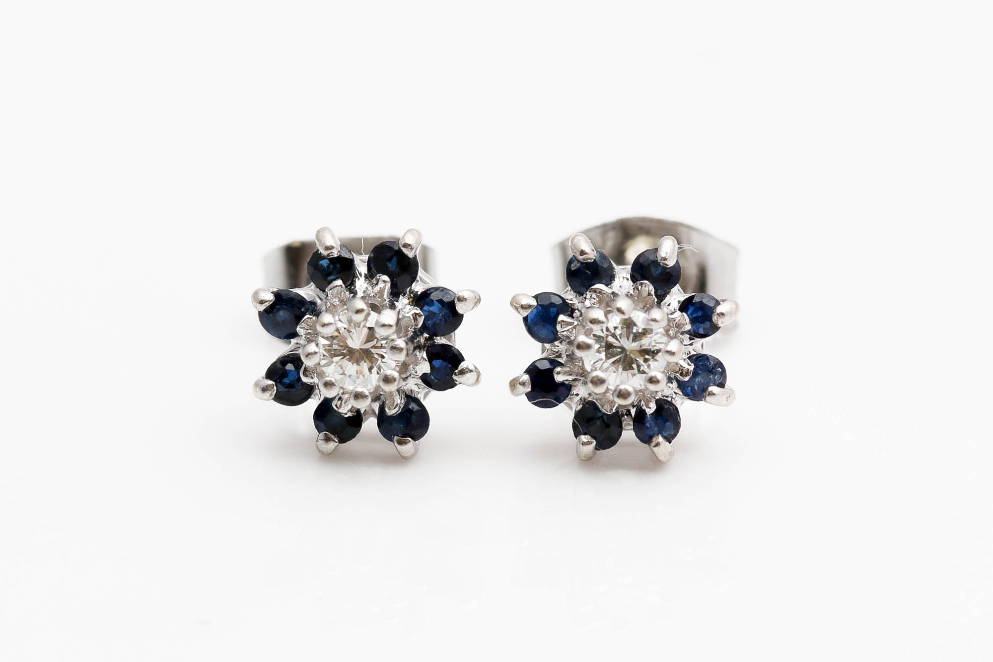 14K White Gold Sapphire and Diamond Earrings