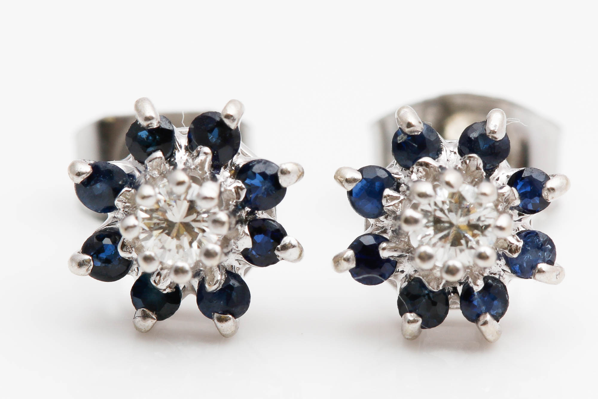 14K White Gold Sapphire and Diamond Earrings