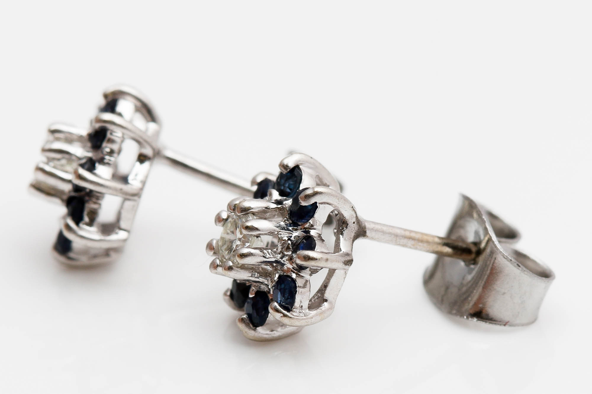 14K White Gold Sapphire and Diamond Earrings