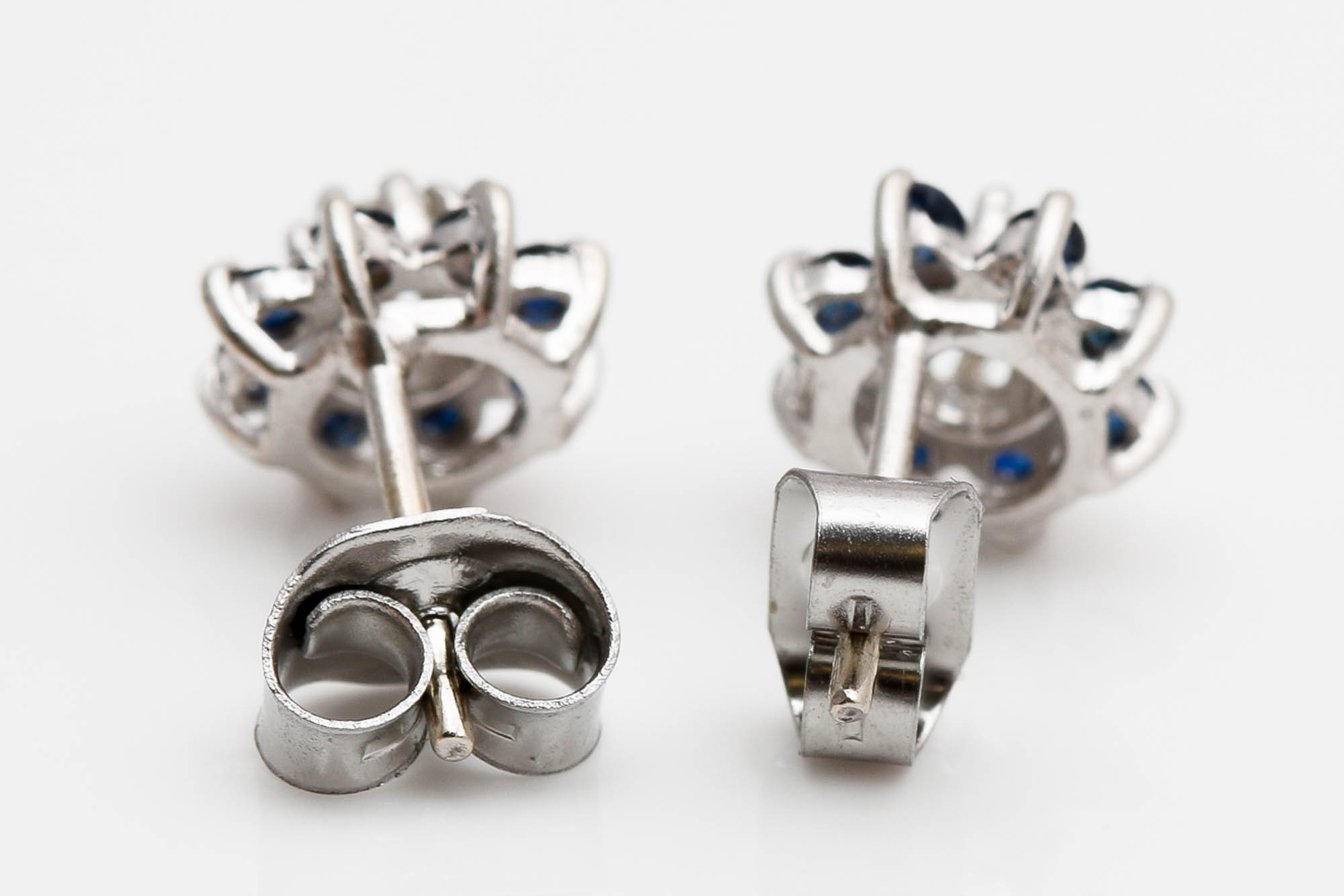 14K White Gold Sapphire and Diamond Earrings