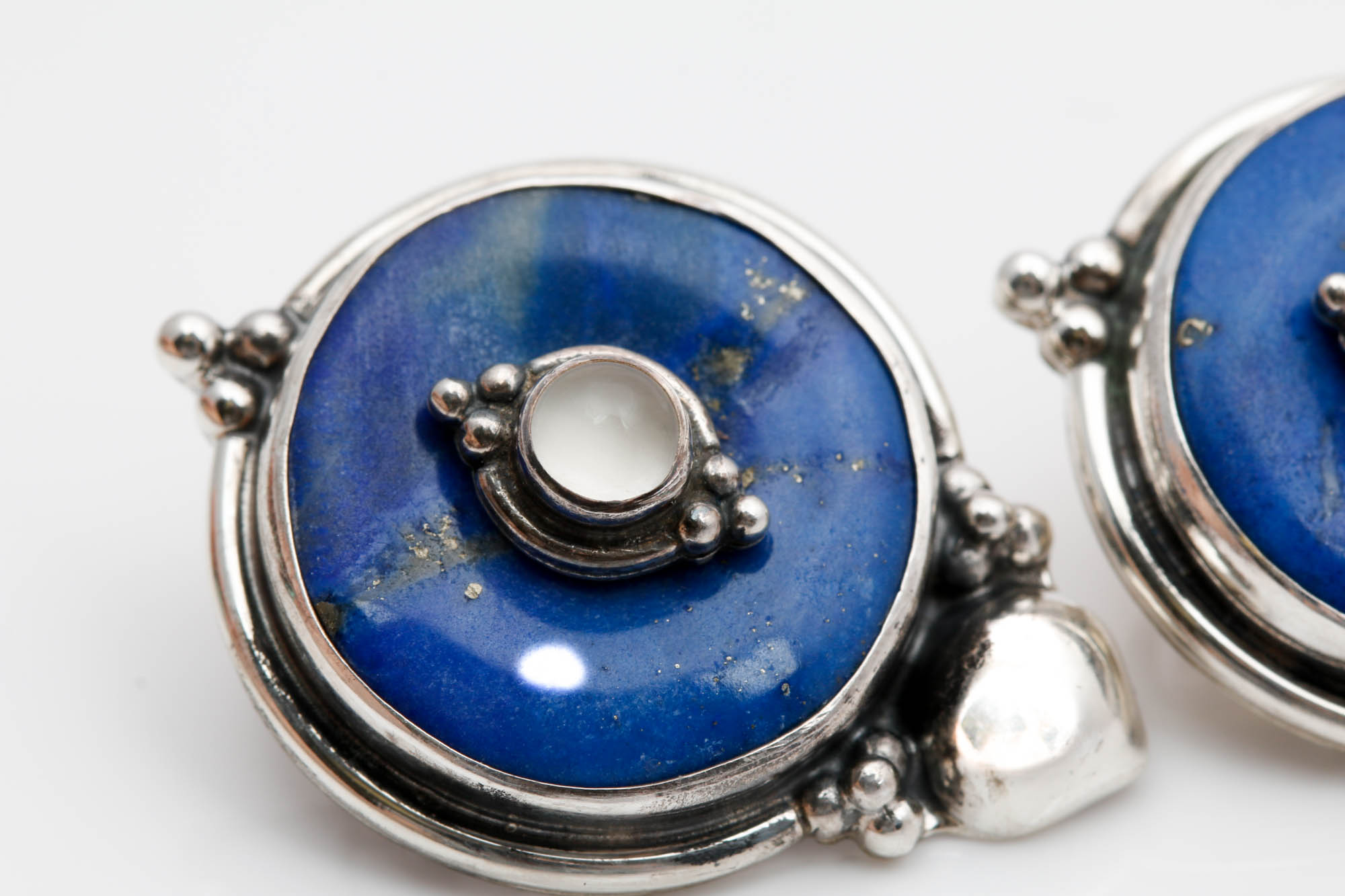 Sterling Silver Moonstone and Lapis Lazuli Earrings