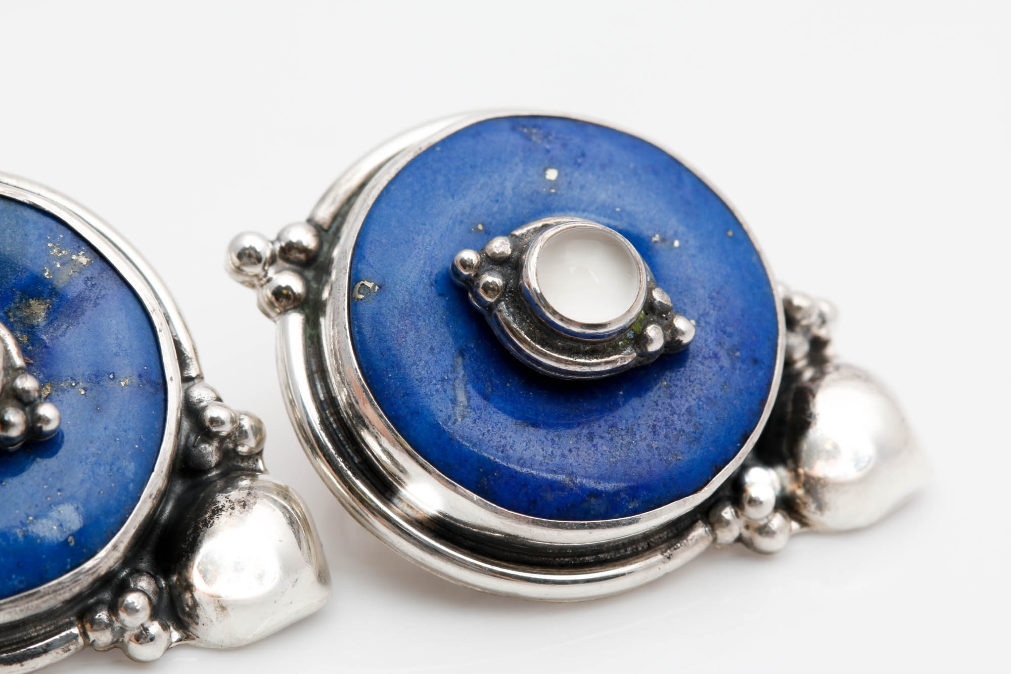 Sterling Silver Moonstone and Lapis Lazuli Earrings