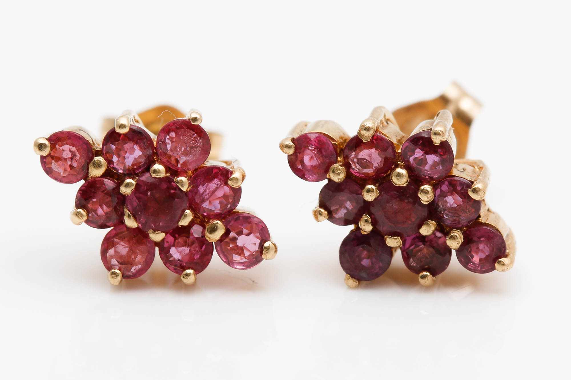 14K Yellow Gold 0.90 CTW Ruby Earrings