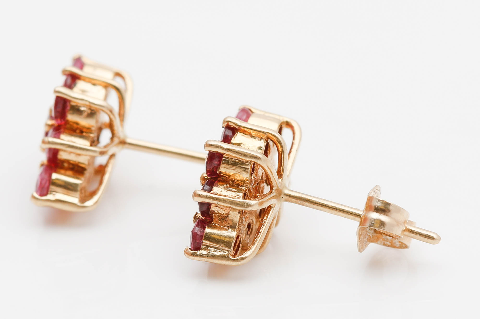 14K Yellow Gold 0.90 CTW Ruby Earrings