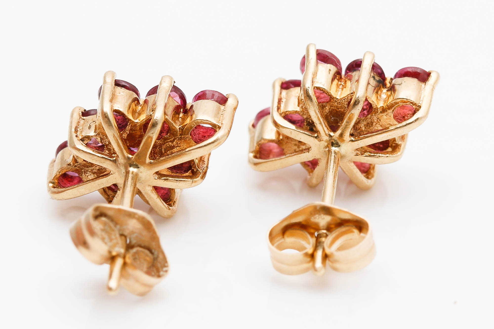 14K Yellow Gold 0.90 CTW Ruby Earrings