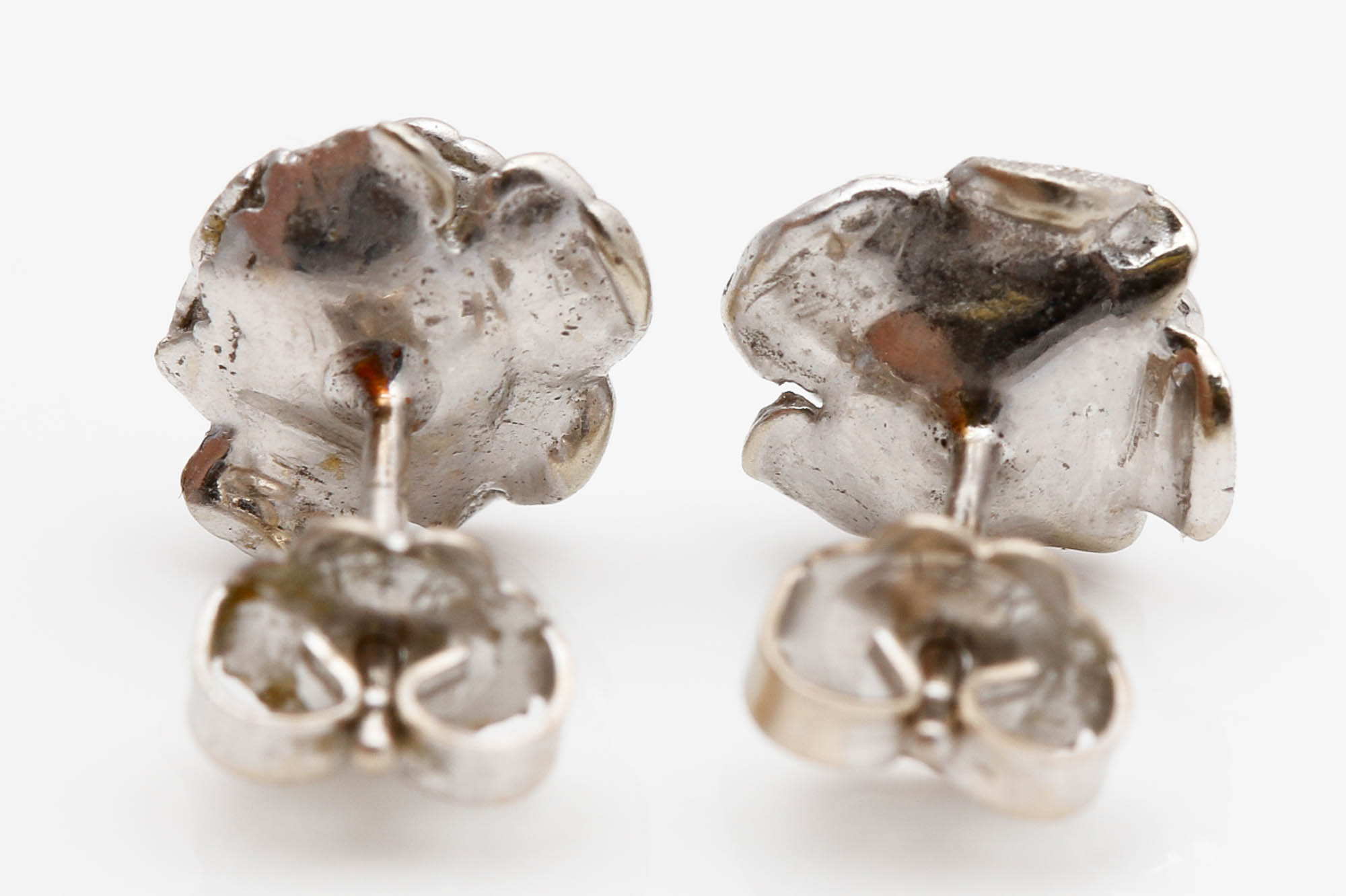 14K White Gold Diamond Rose Studs