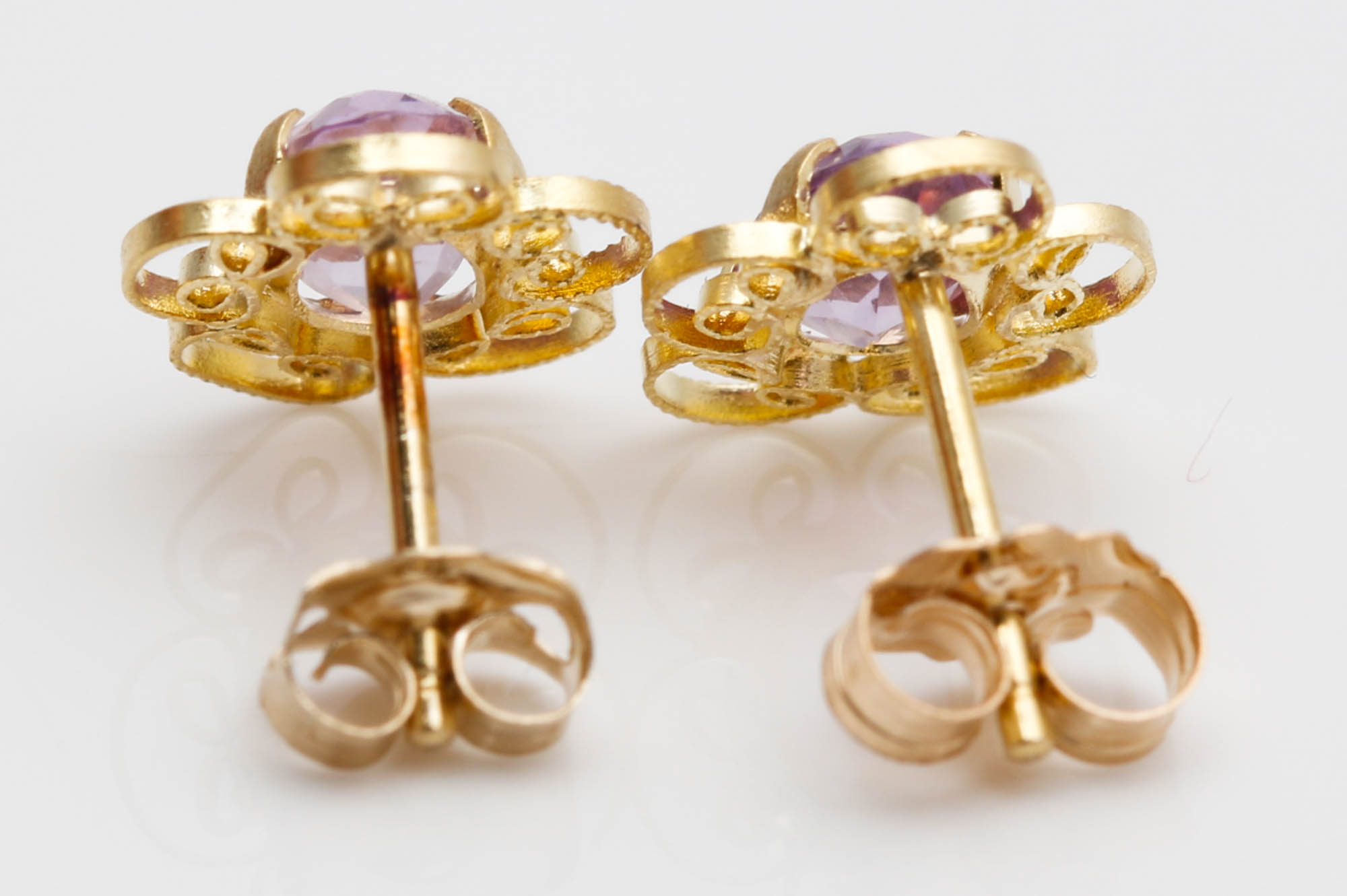 14K Yellow Gold Amethyst Earrings
